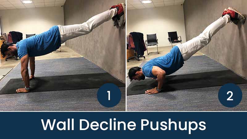 Decline push-up against a wall exercise instructions and video